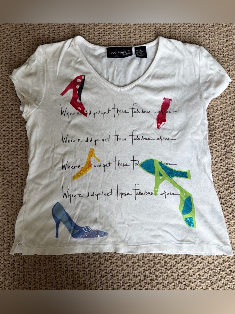 Vintage Y2K High Heel Baby Tee with Sequins